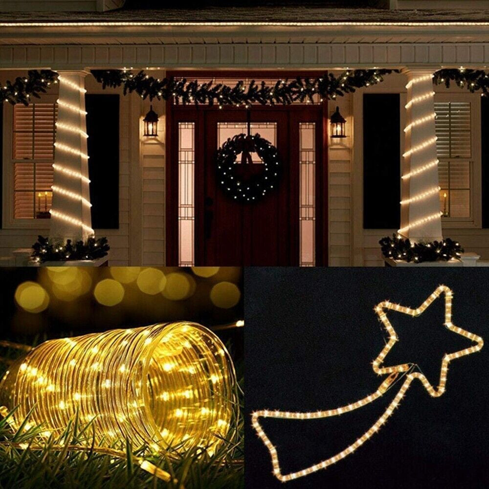 12M 100 LED Solar Rope Tube String Fairy Lights Strip Waterproof Garden Outdoor