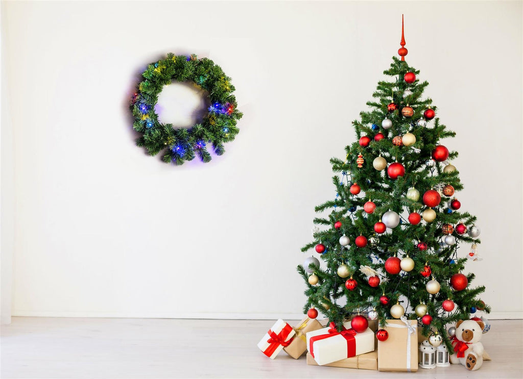 Christmas Wreath Pre Lit Green Artificial Bushy Alaskan Pine Home Decor 55CM