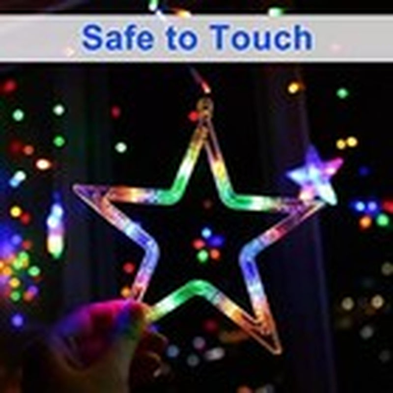 Christmas Multi Colour Twinkling Stars Fairy String Lights Window Xmas Decor