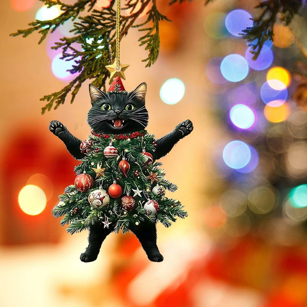 Cute Cat Hanging Ornaments Christmas Tree Pendants Acrylic Hanging Decoration