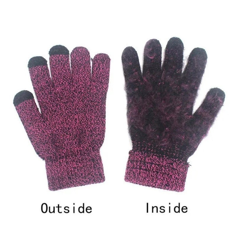New Winter Warm Fleece Lined Knitted Beanie Hat Scarf Gloves Set for Women Men