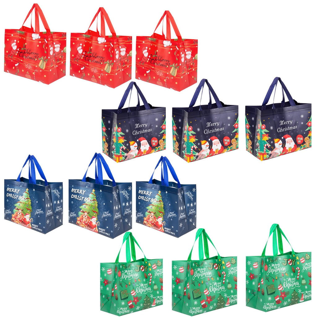 Christmas Gift Bags 12 Pack Tote Bag Non Woven Fabric Gift Party Present Bags