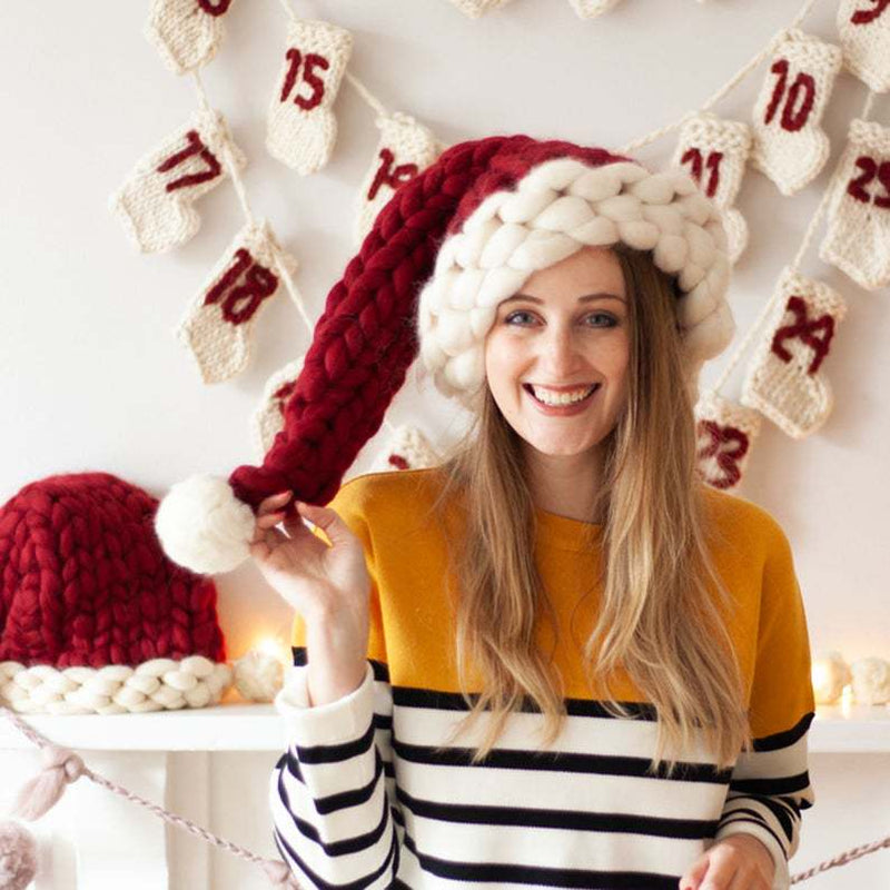 Christmas Wool Hat Warm Winter Loose Creative Hand-Knitted Santa Parent-Child Hat Happy New Year