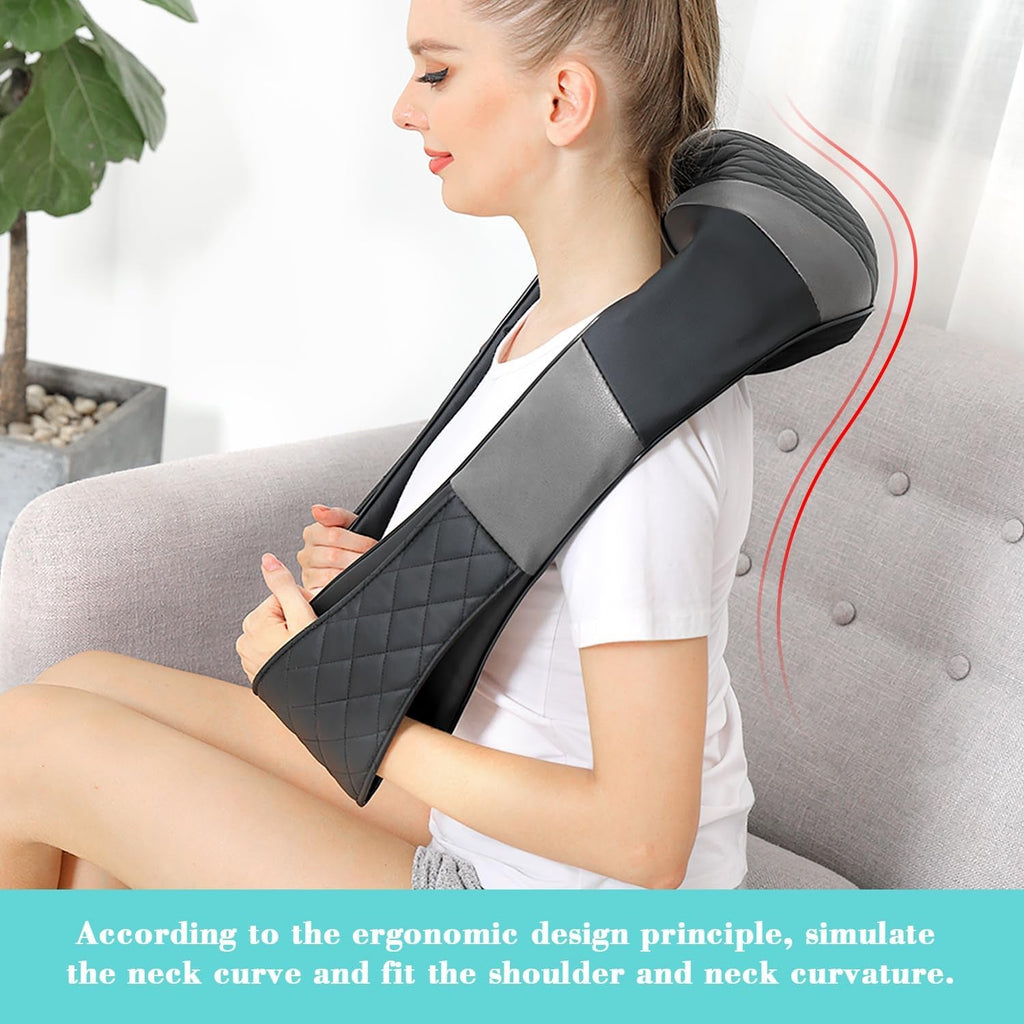 Shiatsu Back Shouder and Neck Massager with Heat - Gifts for Women/Men/Mum/Dad - Electric Deep Tissue 4D Kneading Massager for Back, Neck and Shouer Pain Relief, Use at Home, Office, Car