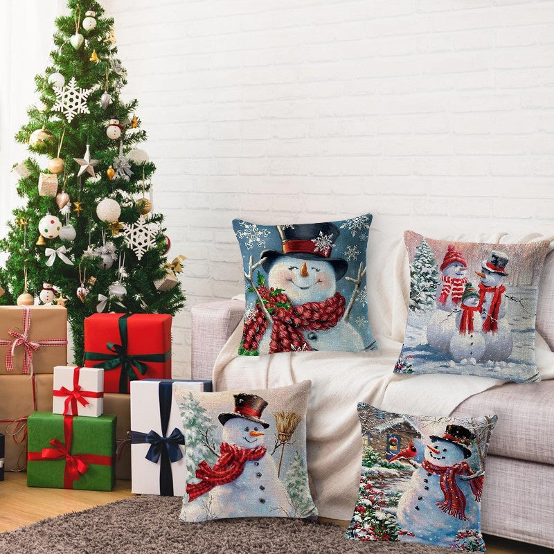 4 Pack Christmas Pillow Cushion Cover Sofa Couch Pillowcases for Xmas Decor 18''