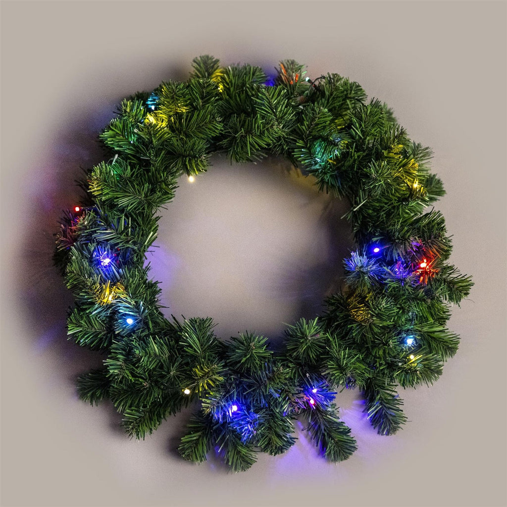 Christmas Wreath Pre Lit Green Artificial Bushy Alaskan Pine Home Decor 55CM