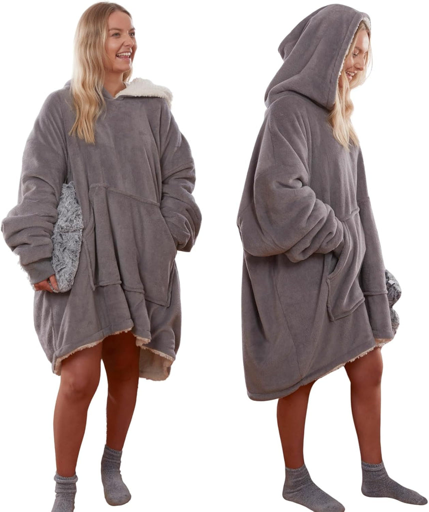 Hoodie Blanket, Mothers Day Gifts Ultra Soft Sherpa Fleece Warm Comfy Cosy Oversized Wearable Giant Sweatshirt Throw for Women Girls Adults Men Boys Kids Big Pocket - One Size