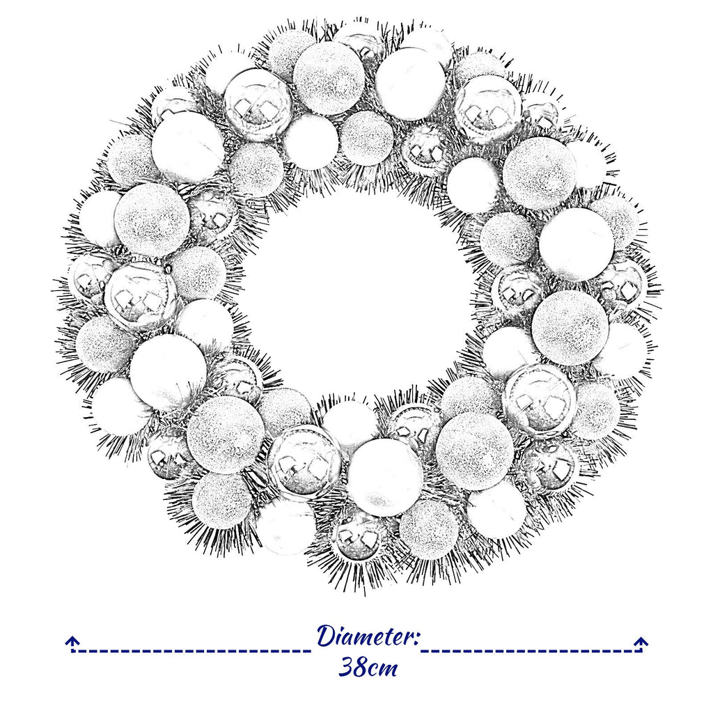 Christmas Wreath Tinsel Bauble Decorative Hanging Door Wall Winter Xmas D�Cor