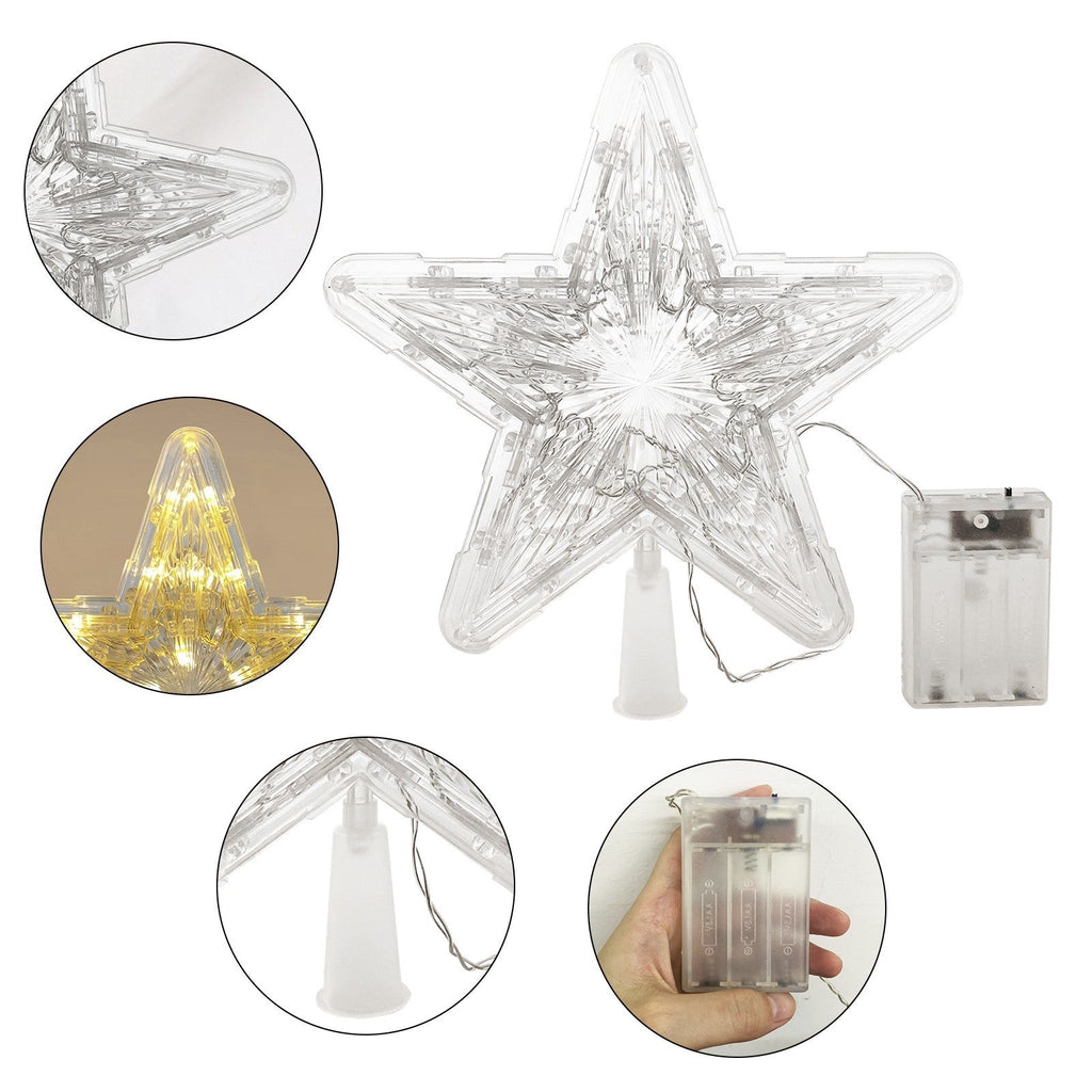 24Cm LED Christmas Tree Topper Star Xmas Tree Light Ornaments Party Tree Decor