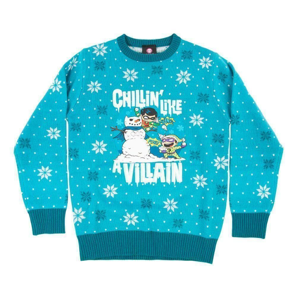Christmas Jumper DC Comics 'Chillin like a Villain' - Kids Age 13+ New Official