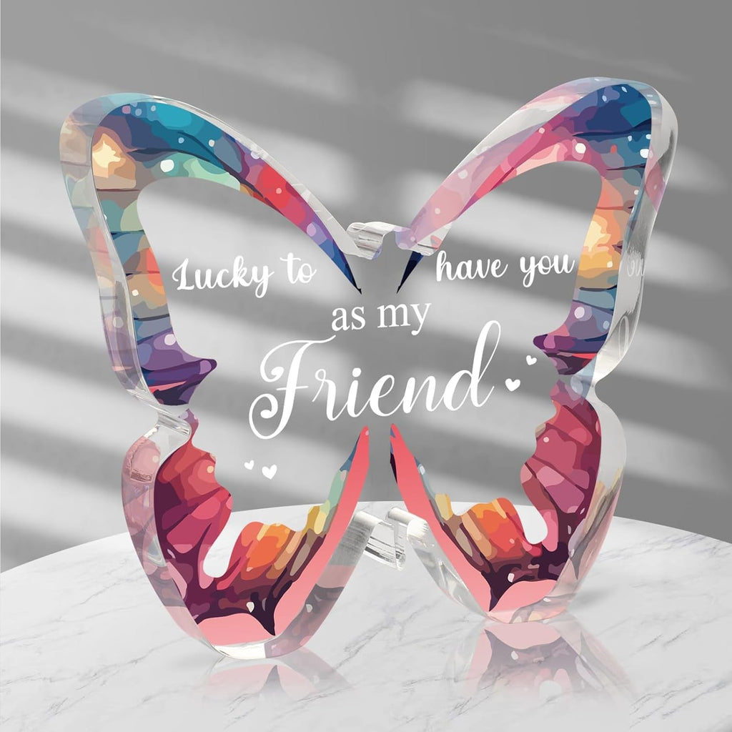 Friendship Gifts for Women,Special Friend Gifts, to My Bestie Easter Gifts Beautiful Butterfly Acrylic Plaque, Best Friend Birthday Gifts for Women, Christmas Wedding Presents for Friends