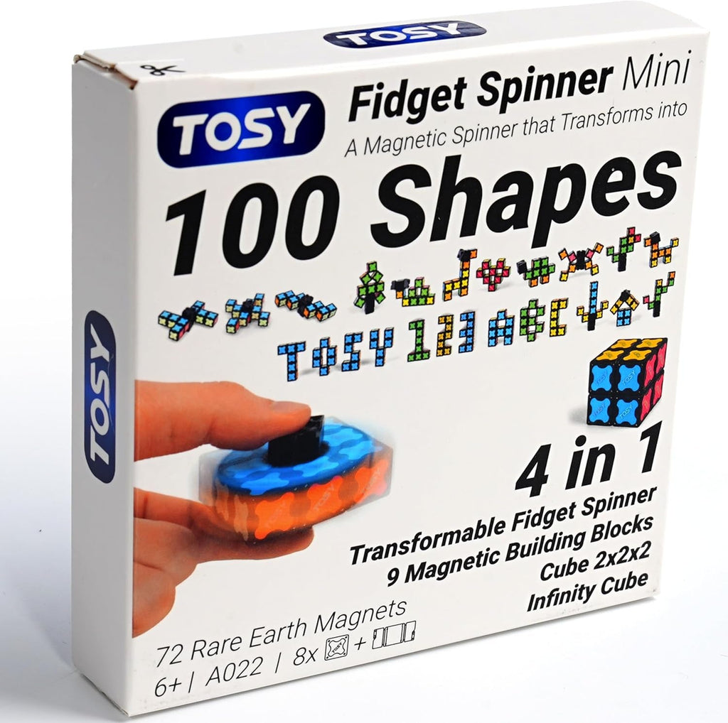 Magnet Fidget Spinner Mini - 8 Blocks, 3 in 1 Toy: Transformable Fidget Spinner, Infinity Cube, 2X2 Puzzle Cube, Stress Relief, STEM Sensory Magnet Tiles Birthday Gift for Kids/Boys/Girls/Adults
