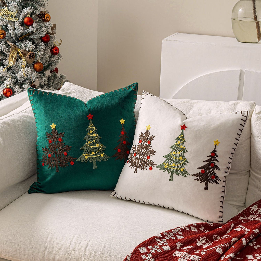 UK Velvet Christmas Cushion Cover Xmas Pillow Case Home Decor Christmas Tree 18"