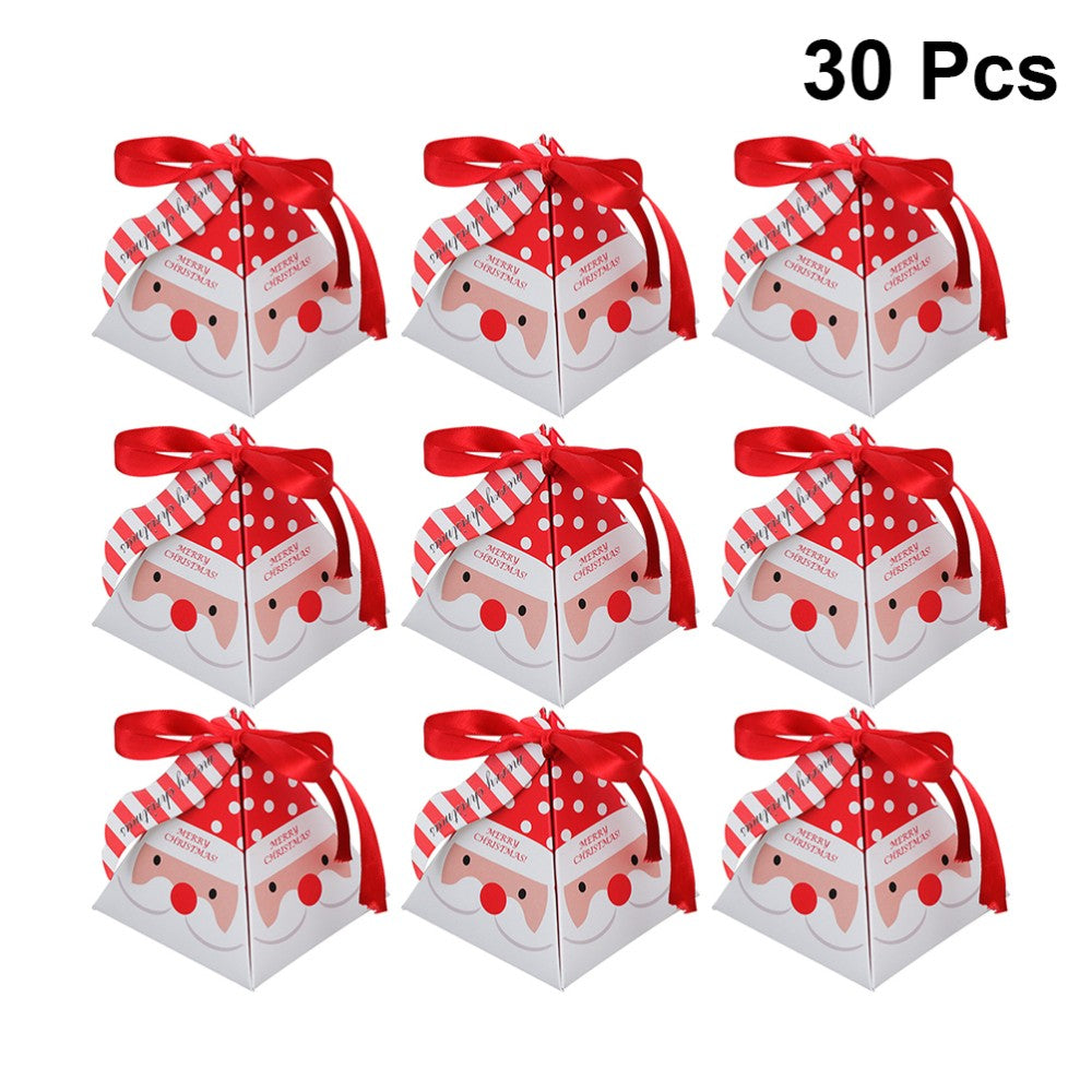 30 Pcs Santa Claus Packaging Box Christmas Paper Boxes Goodies Treat Containers