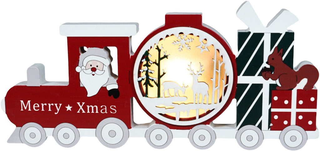 Lightup Wooden LED Train Christmas Battery Powered Decoration Ornament Festive