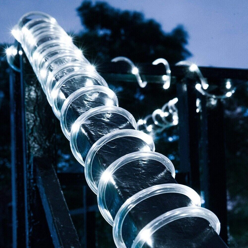 12M 100 LED Solar Rope Tube String Fairy Lights Strip Waterproof Garden Outdoor