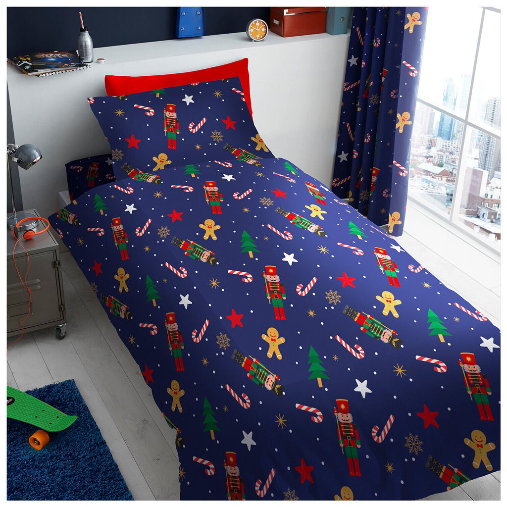 Christmas Duvet Cover Teddy Bedding Reversible Quilt Set Single Double Size UK