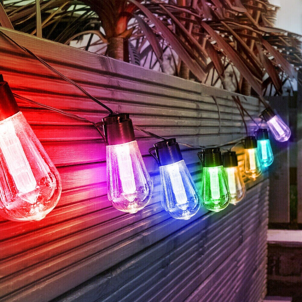 10 LED Solar Powered Retro Bulb String Lights Garden Outdoor Fairy Party Lamp