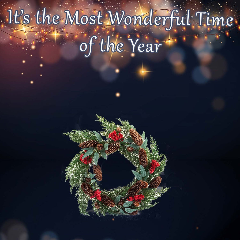 Berry Pine Wreath Christmas Decoration X 1 40Cm Red