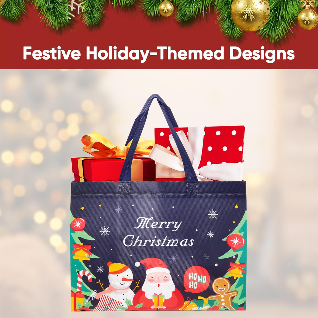 Christmas Gift Bags 12 Pack Tote Bag Non Woven Fabric Gift Party Present Bags