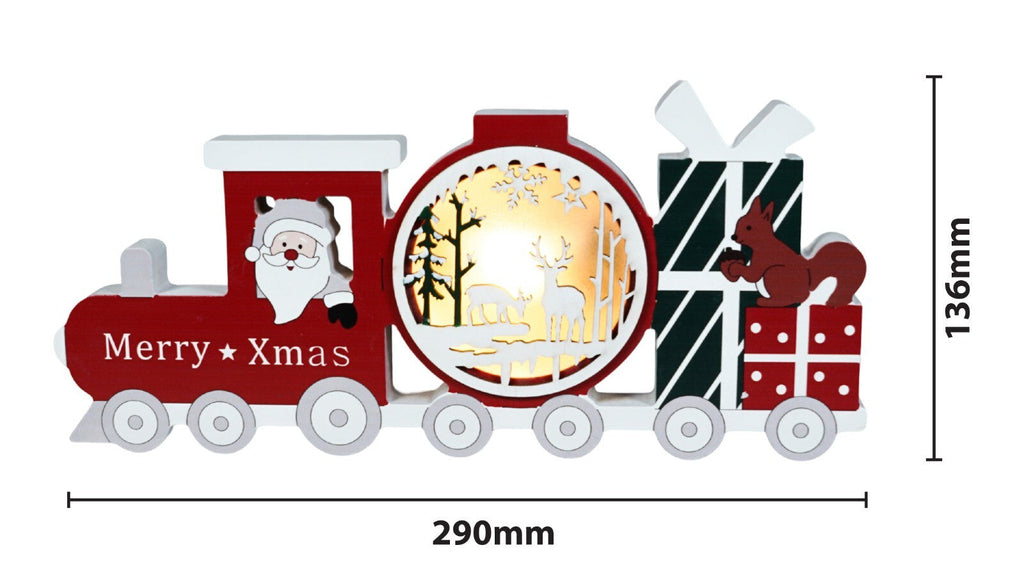 Lightup Wooden LED Train Christmas Battery Powered Decoration Ornament Festive