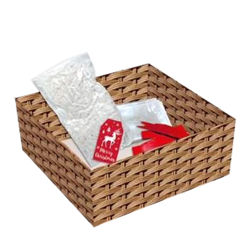 Hamper Kit Flat Pack Gift Box, Tissue, Tag, Cello Wrap, Bow - Choose Size