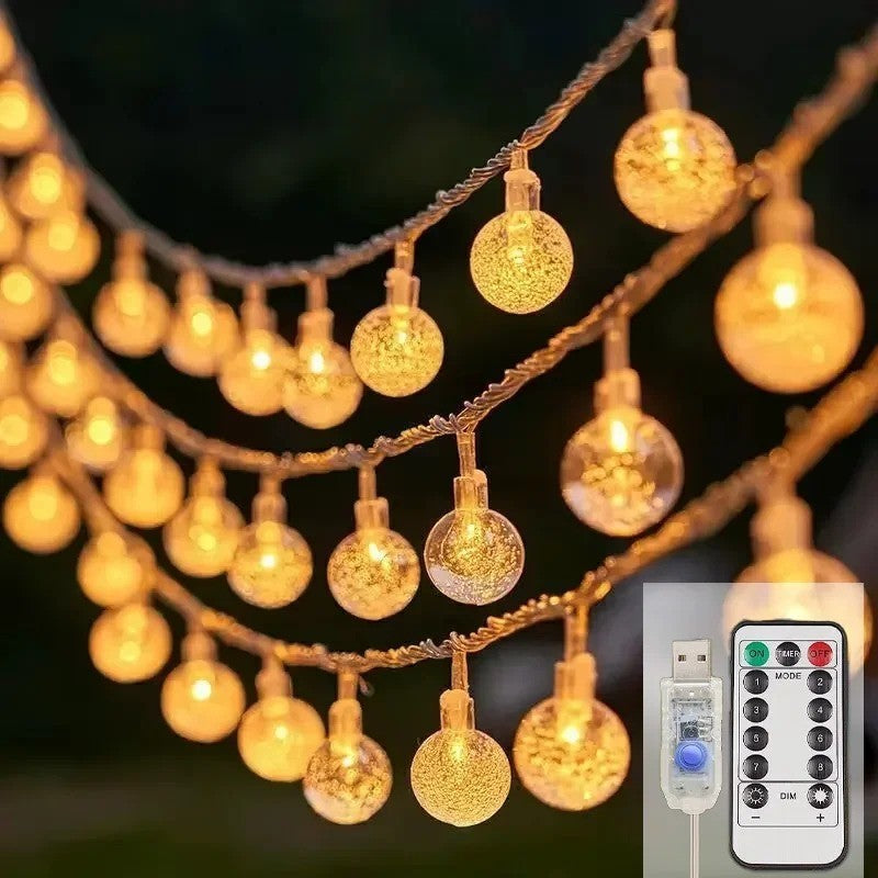 LED Globe Bulb Ball Fairy String Indoor Lights Battery Powered Outdoor Light