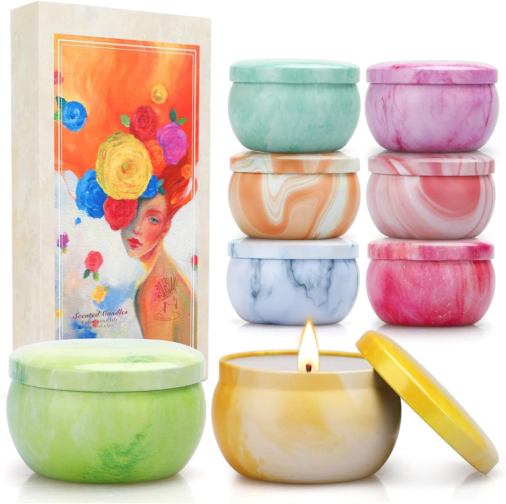 Scented Candles Gifts Set for Women, 8 Pack Aromatherapy Candle 120 Hours Burning Time, Natural Soy Wax Candle Portable Tin Candle Gift Set for Birthday, Wedding, Gift Sets for Her