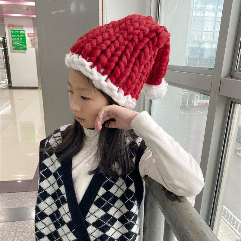 Christmas Wool Hat Warm Winter Loose Creative Hand-Knitted Santa Parent-Child Hat Happy New Year