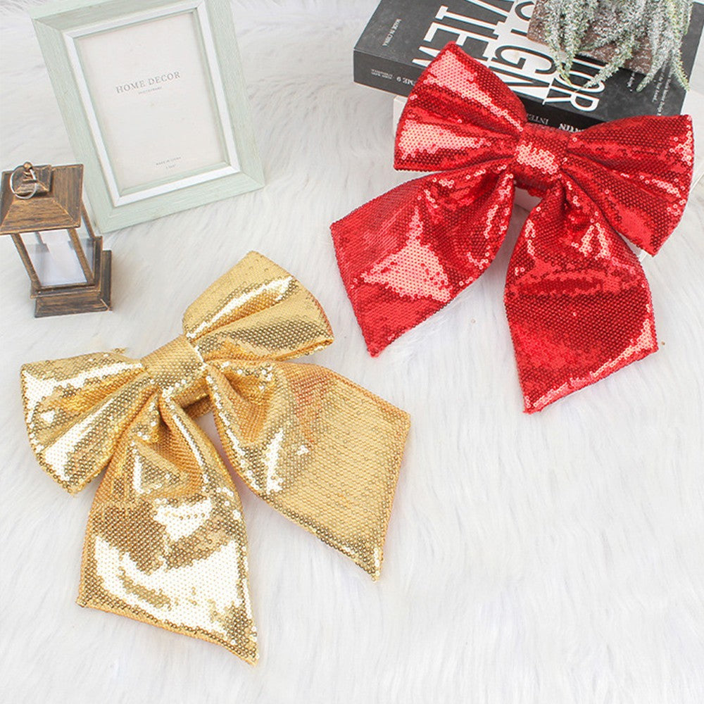 Large Glitter Christmas Bow Elegant Bowknot Ornaments Christmas Tree Decorations