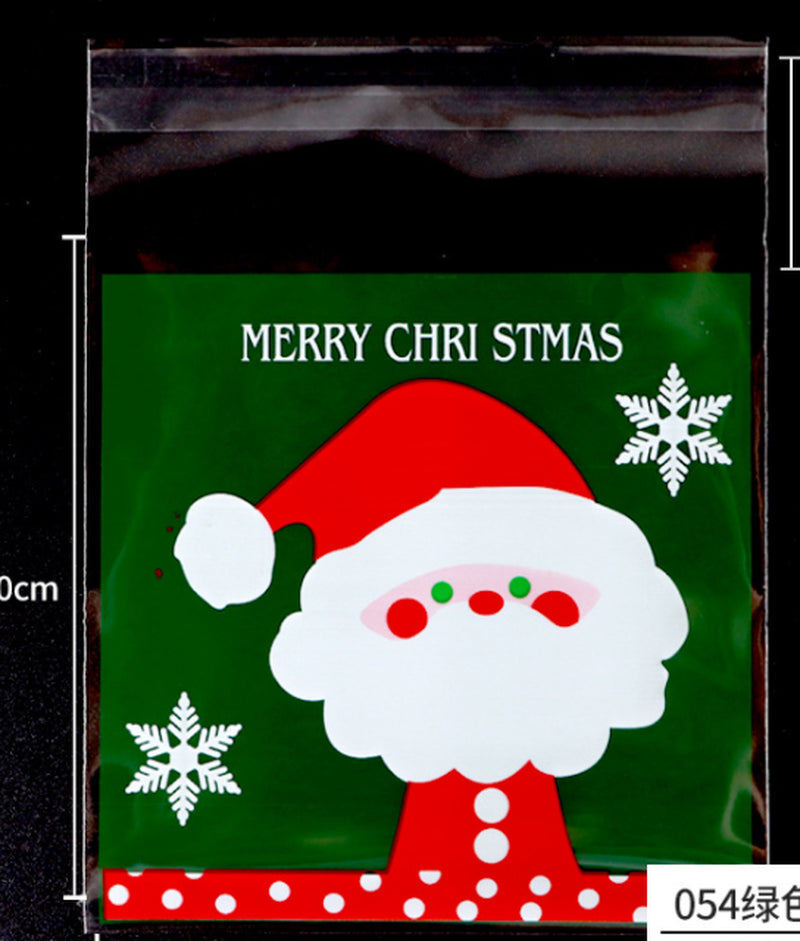 New Christmas 100Pcs Self Adhesive Bag Cookie Candy Gift Packaging Bags 10X10Cm