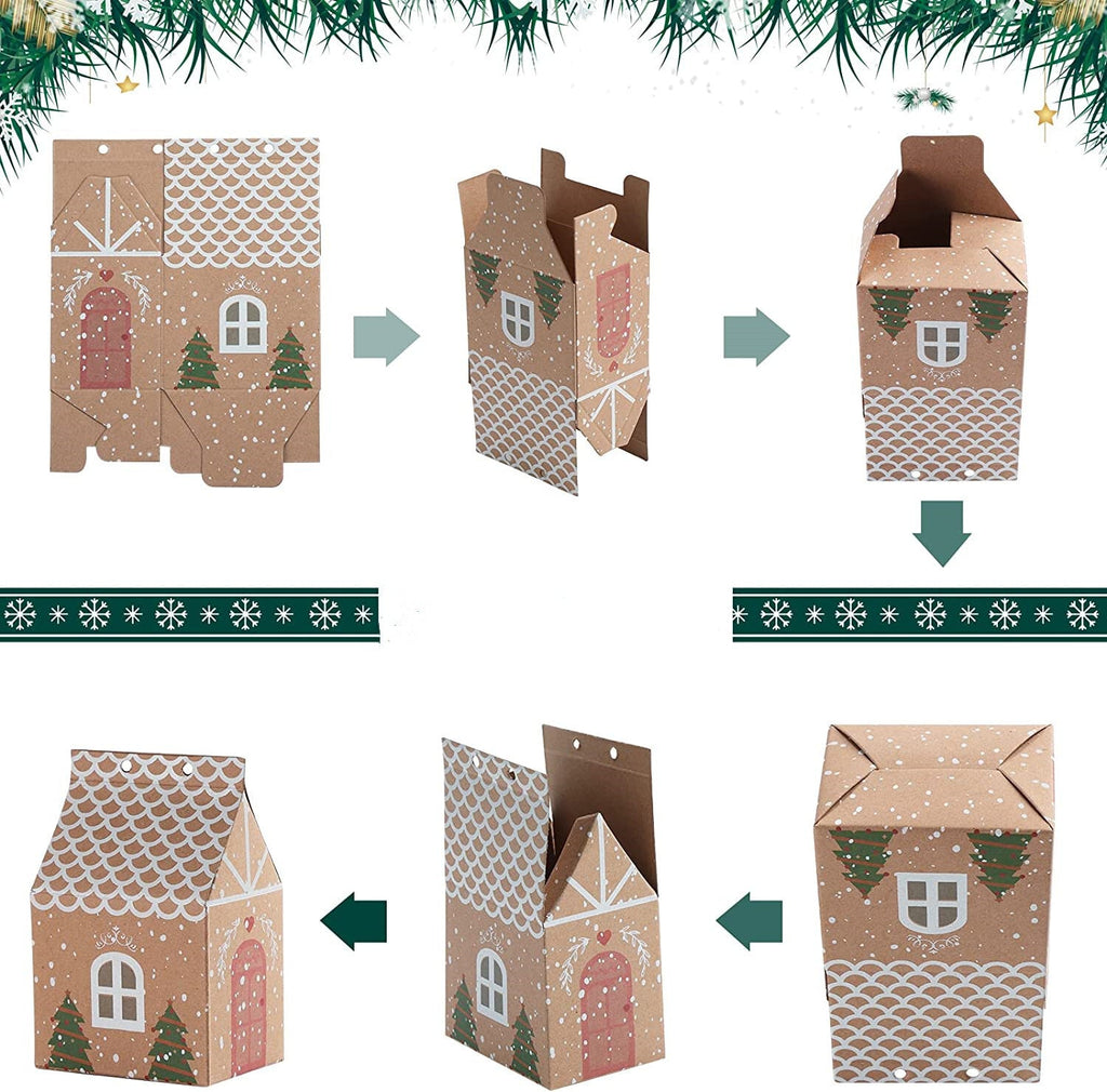 24Pcs Christmas Candy Gift Bags Xmas Cookie Packaging Party Boxes Sweets Box UK