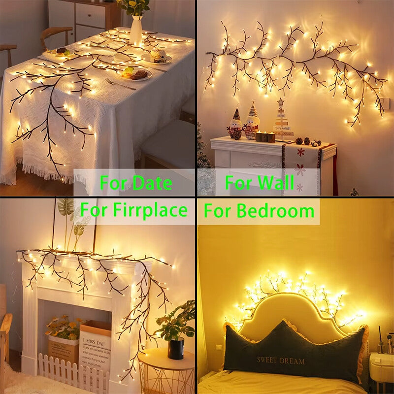 144LED Wall Tree Enchanted Willow Vine Lights Bendable Branch USB Fairy Lighting