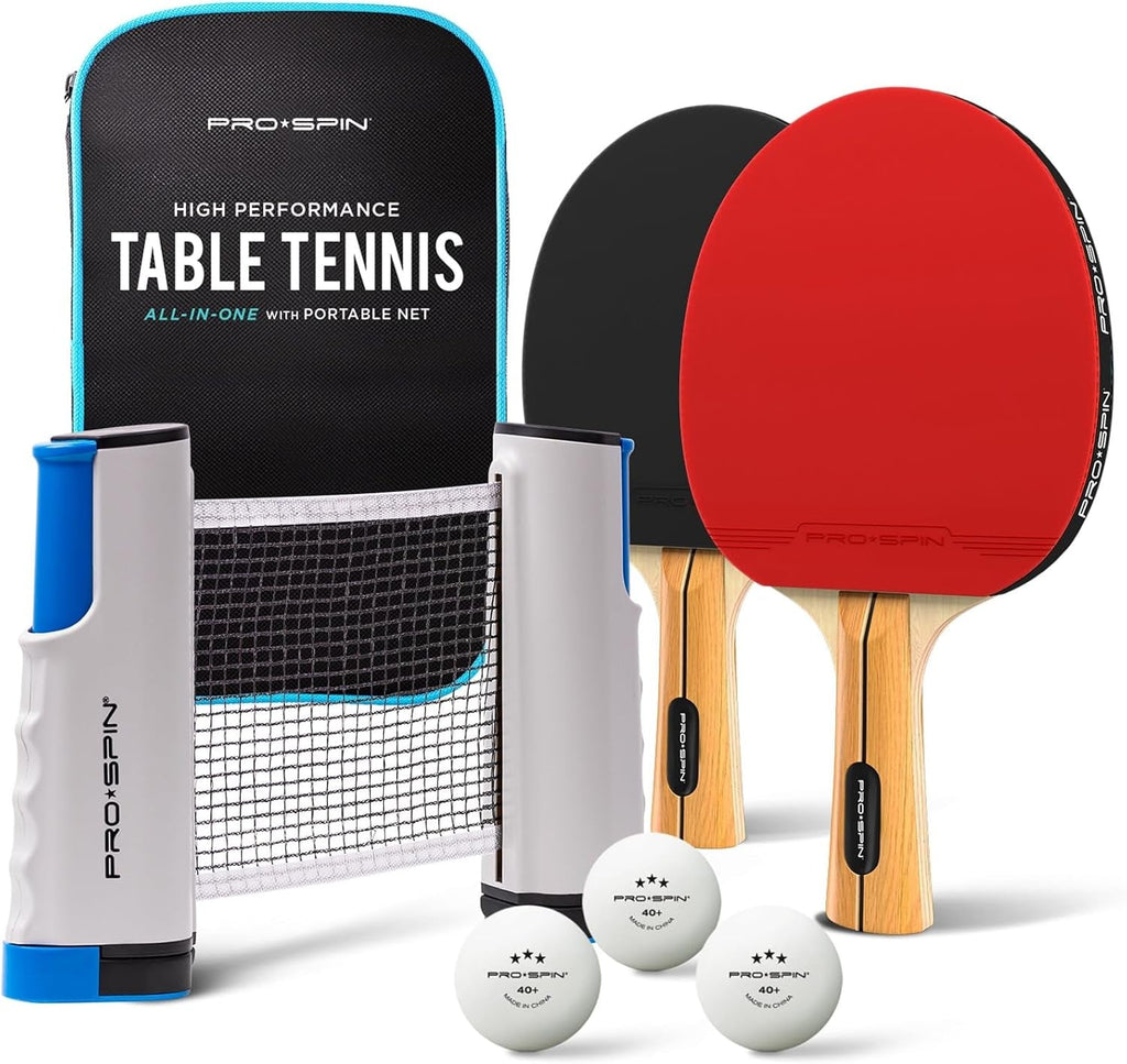 Portable Table Tennis Set | Premium All-In-One Kit with Retractable Table Tennis Net for Any Table, Bats, 3-Star Ping Pong Balls & Storage Case | Great Gift & Indoor/Outdoor Game