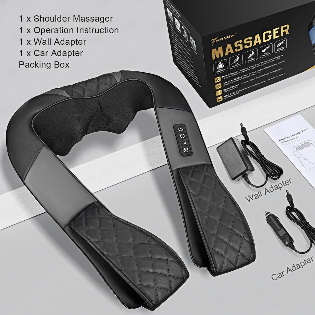Shiatsu Back Shouder and Neck Massager with Heat - Gifts for Women/Men/Mum/Dad - Electric Deep Tissue 4D Kneading Massager for Back, Neck and Shouer Pain Relief, Use at Home, Office, Car