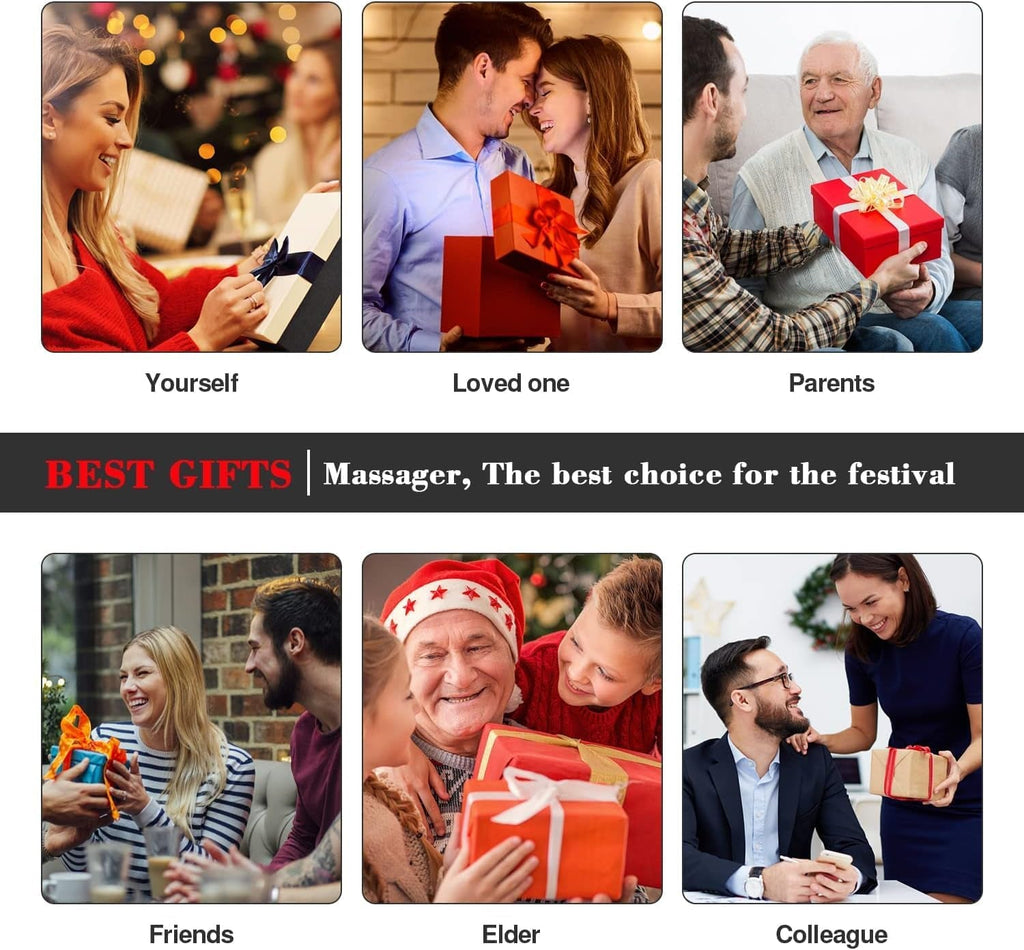 Shiatsu Back Shouder and Neck Massager with Heat - Gifts for Women/Men/Mum/Dad - Electric Deep Tissue 4D Kneading Massager for Back, Neck and Shouer Pain Relief, Use at Home, Office, Car
