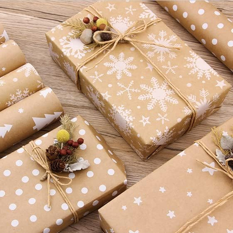 5PC 44*300CM Christmas Wrapping Paper Rolls Bundle, Gift Wrapping Paper Set, ...