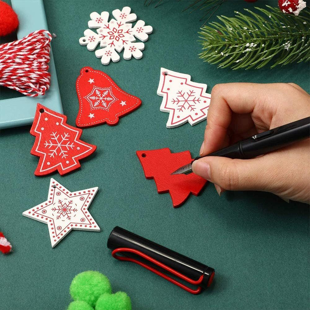 60X Christmas Hanging Ornament Wooden Christmas Tree Winter Hanging Wall Decor