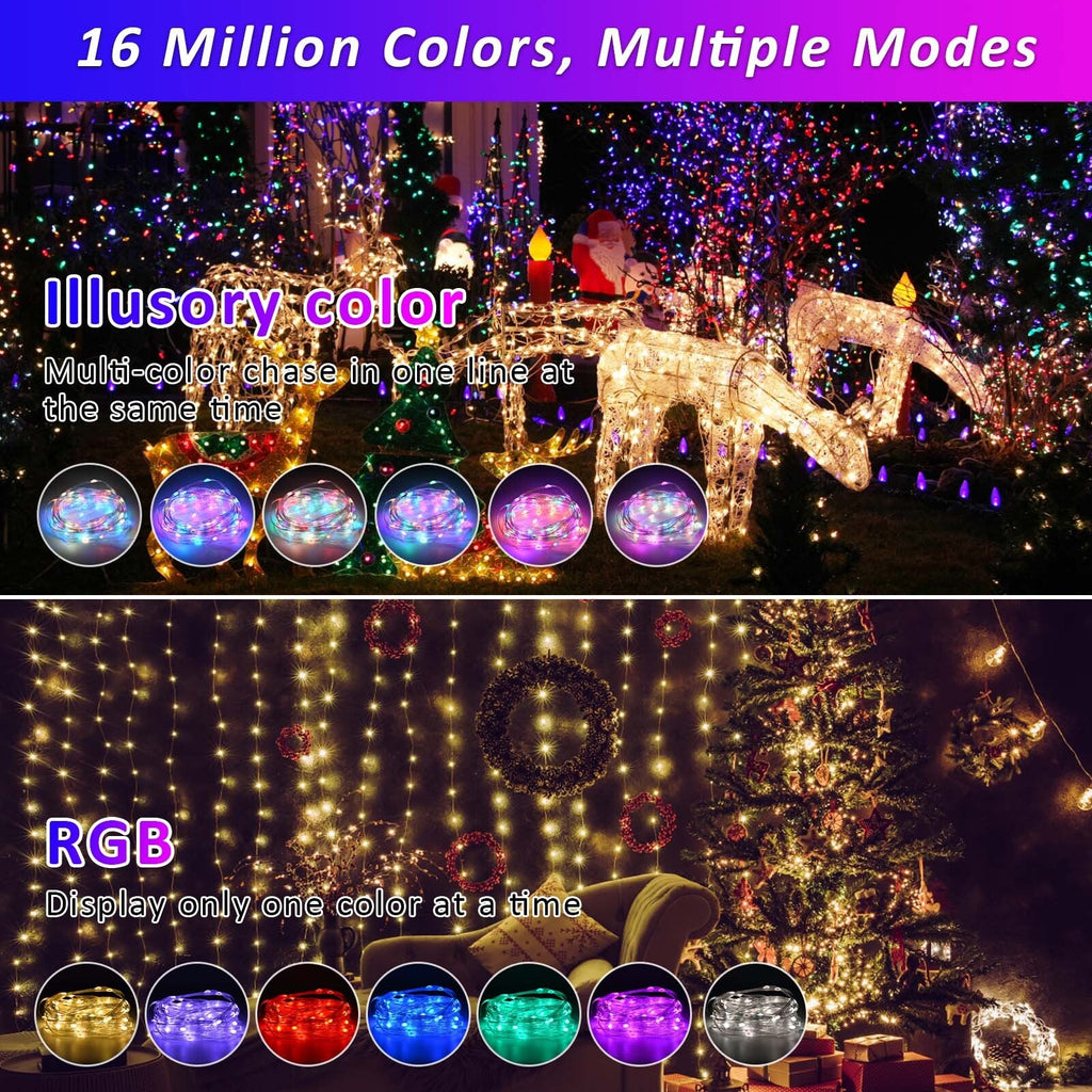 10M 15M SMART RGBIC LED FAIRY STRING LIGHT REMOTE BLUETOOTH APP USB WATERPROOF