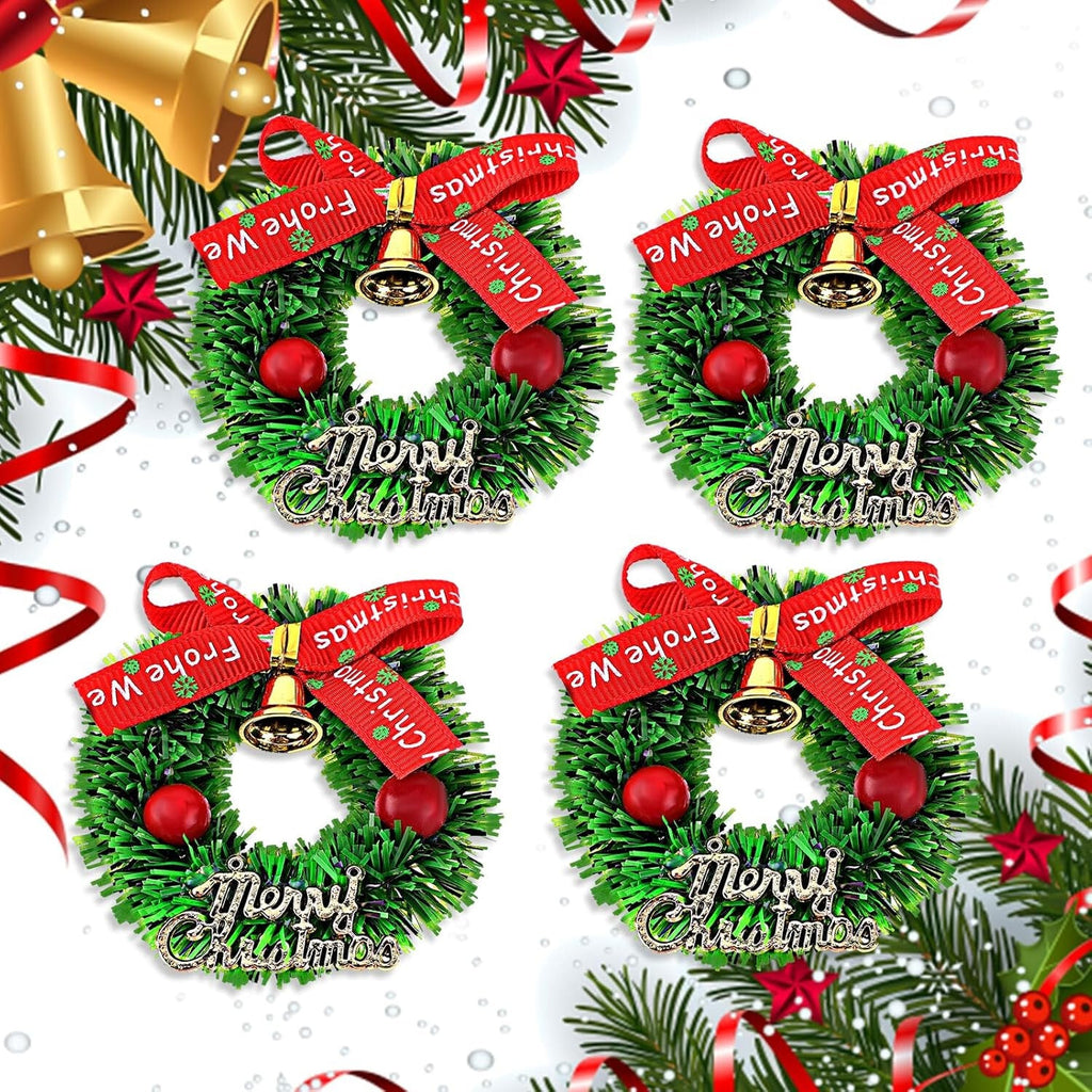 4 Pack Mini Dollhouse Christmas Wreath 1:12 6Cm X 6Cm Decoration - New