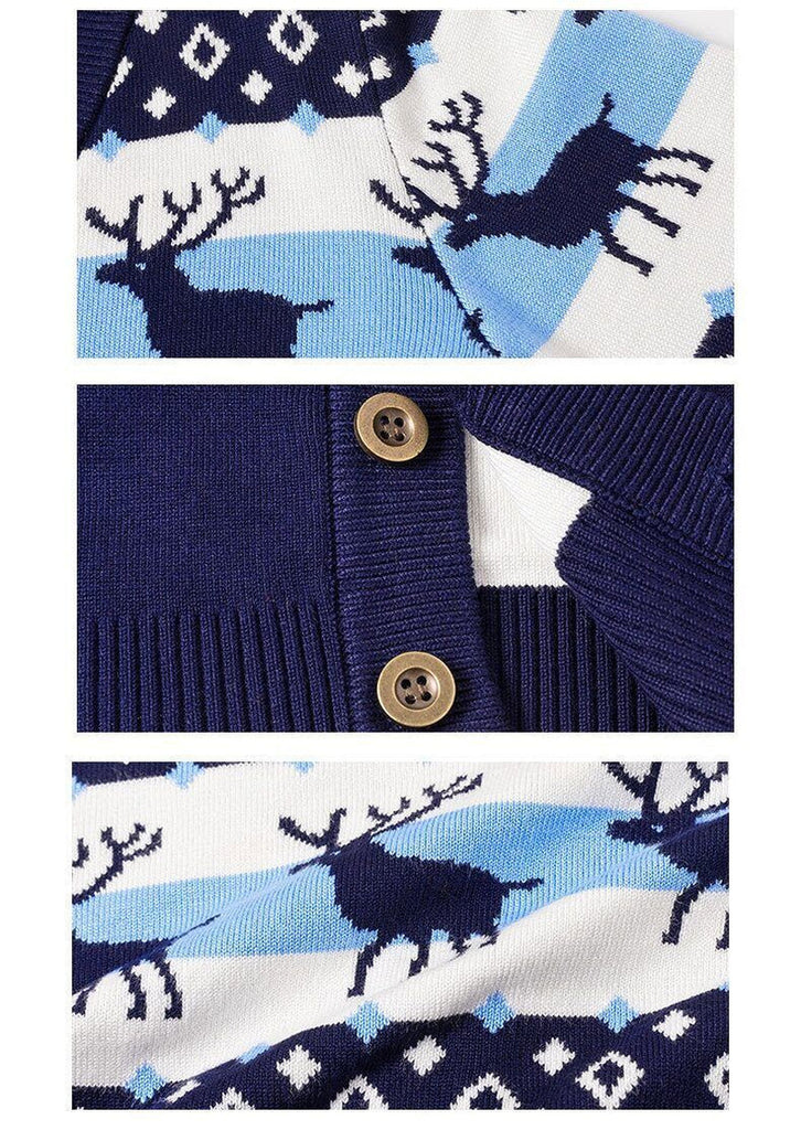 Boys Girls Christmas Elk Sweaters Kids Winter Cardigans Knit Jumper Casual Tops