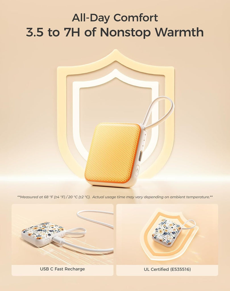Hand Warmers Rechargeable, Smart Temp Control 7H*2 Long Safe Heat, Ultra Slim, Pocket-Size Design That Fits Gloves, Gifts for Women, Outdoor, Office, Commute (UT5 Nano)