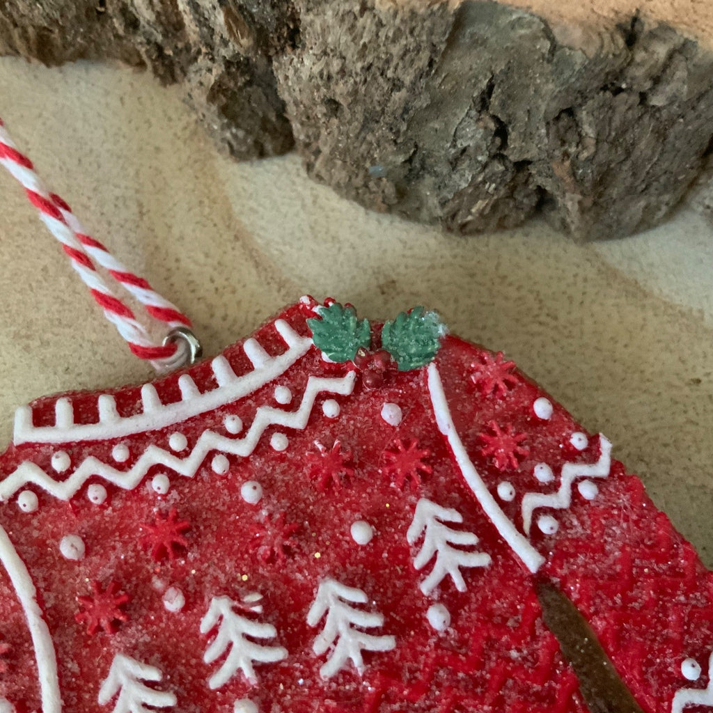 Iced Gingerbread Style Cookie Christmas Decoration Robin Jumper Gisela Graham