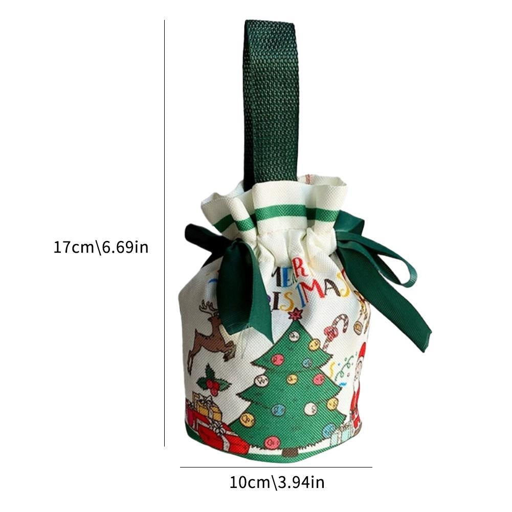 Christmas Drawstring Canvas Gift Bags Reusable Christmas Storage Treat Bags Z4F8