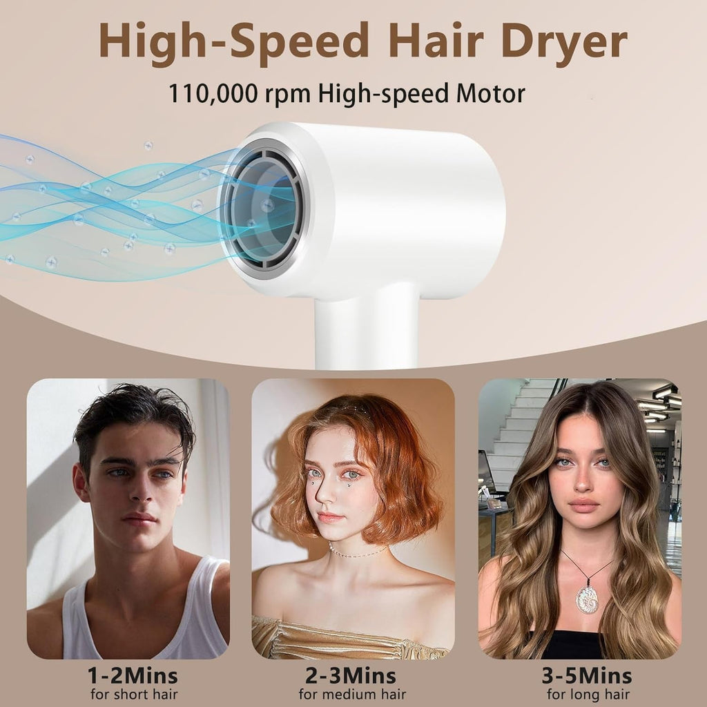 Hair Dryer Ionic, 2200W Professional Ionic Hairdryer, 110,000 RPM High-Speed Blow Dryer Motor for Fast Drying, 400 Million, HD Display, anti Frizz, Brushless Hairdryers for Women & Man