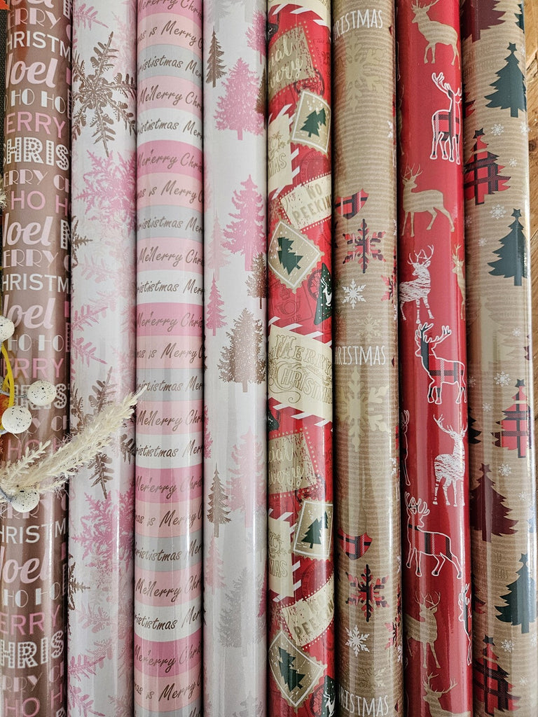 8 X 8M Luxury Christmas Wrapping Paper Rolls 4 Pink & Rose Gold 4 X Tartan Kraft