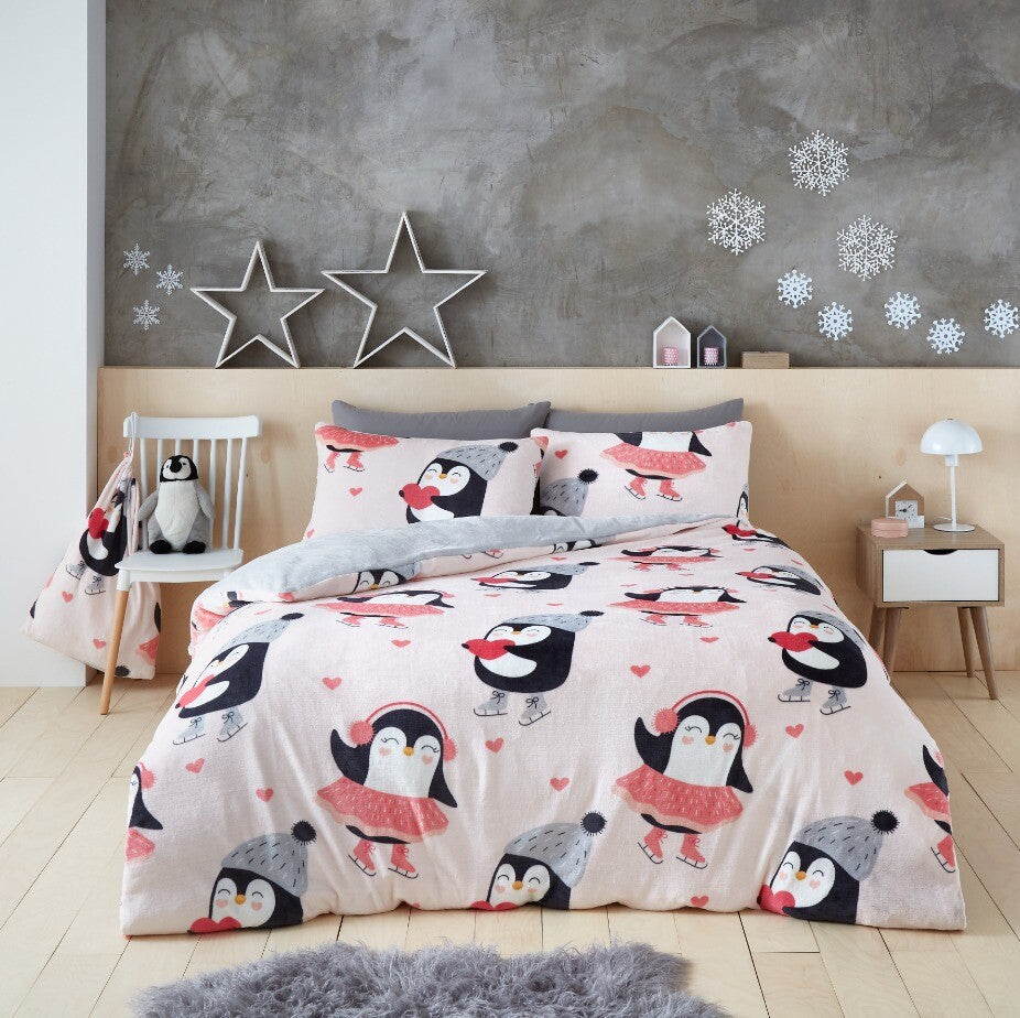 Christmas Duvet Cover Teddy Bedding Reversible Quilt Set Single Double Size UK