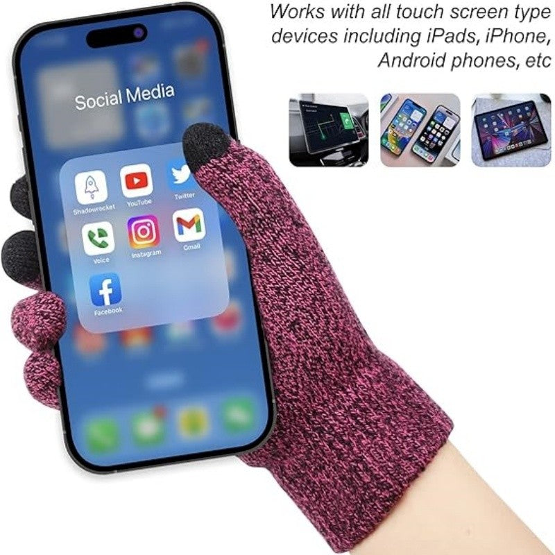 New Winter Warm Fleece Lined Knitted Beanie Hat Scarf Gloves Set for Women Men