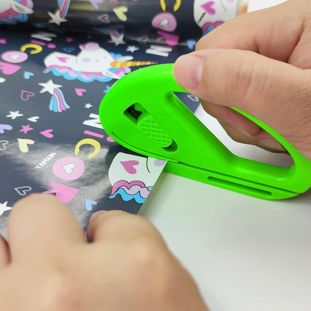 2 Pcs Gift Wrapping Paper Cutter with 10 Pcs Replaceable Replacement, Sliding Gift Wrap Paper Tool
