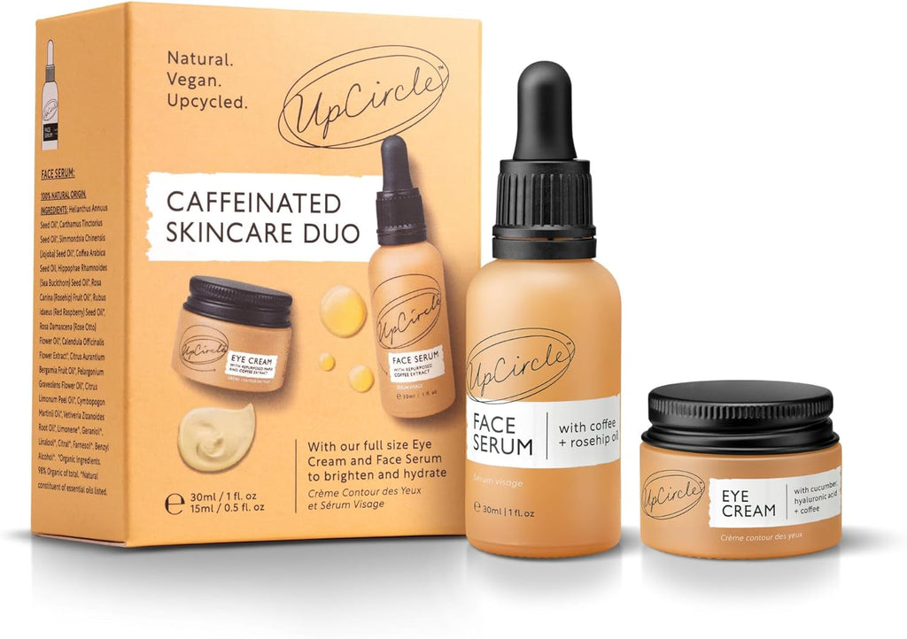 Caffeinated Duo – Our Face Serum and Eye Cream Duo – Vitamin C, Hyaluronic Acid + Coffee Oil – Evens Skin Tone, Reduces Puffiness + Dark Circles – Vegan + Cruelty-Free